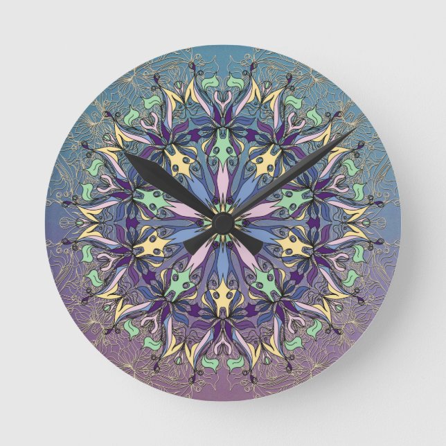 Horloge murale Mandala vibrante (Recto)