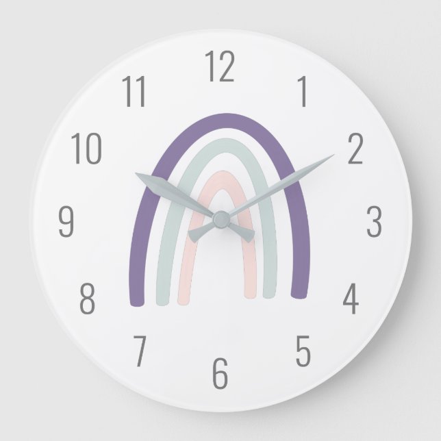 Horloge murale mauve mauve pour les enfants mignon (Recto)