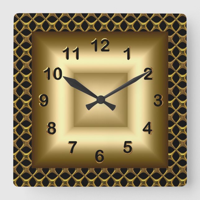Horloge murale Métal Look Noir Bronze Or (Recto)