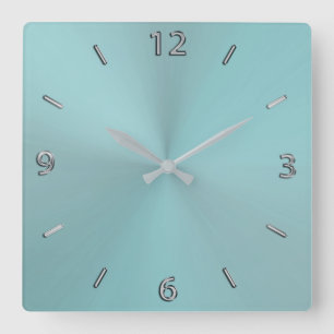 Horloge murale métallique moderne Pale Aqua