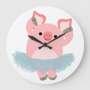 Horloge murale mignonne de porc de ballerine de