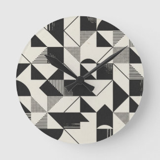 Horloge murale minimaliste géométrique - Noir & Bl