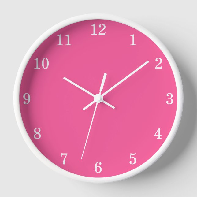 Horloge murale minimaliste rose chaud (Recto)