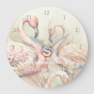 Horloge murale modèle monogramme flamant rose