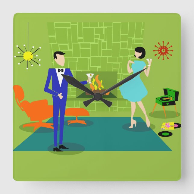 Horloge murale moderne de mi-siècle (Recto)