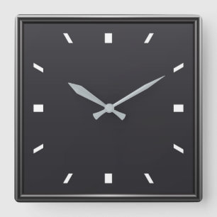 Horloge murale moderne en noir et blanc carré