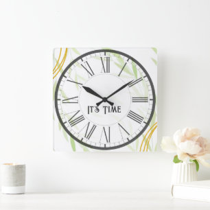 Horloge murale moderne “It’s Time” – Vert & doré