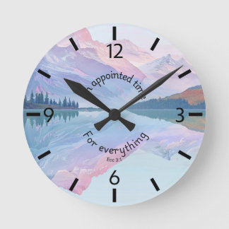 Horloge murale montagnes pastel avec verset bible