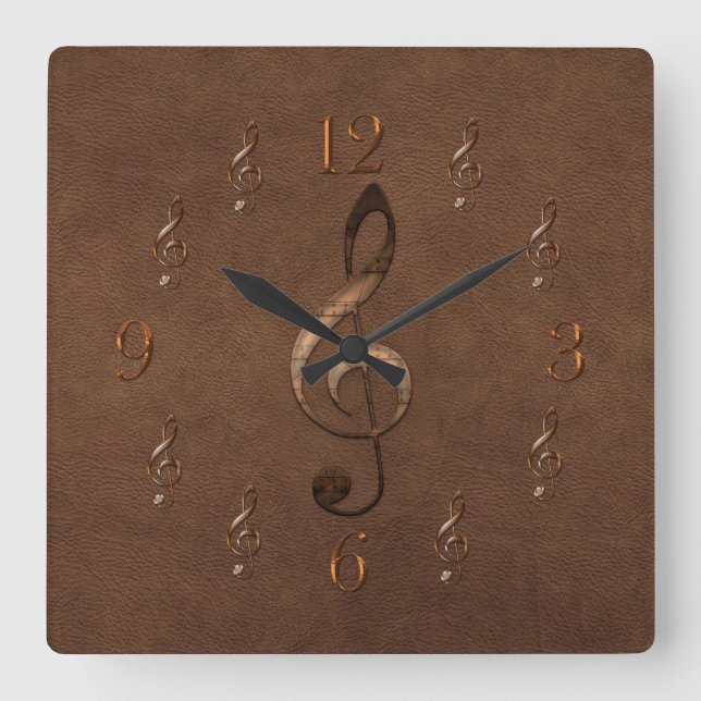 Horloge murale Musique-orientée de cuir de Faux de (Recto)