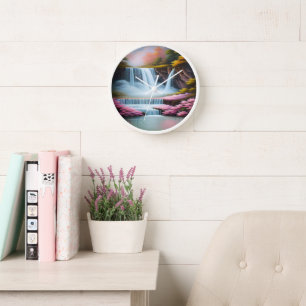 Horloge murale Mystique de chute d'eau rose