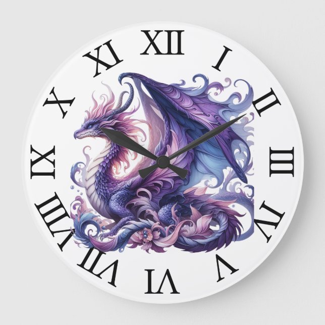 Horloge murale mystique de dragon violet (Recto)