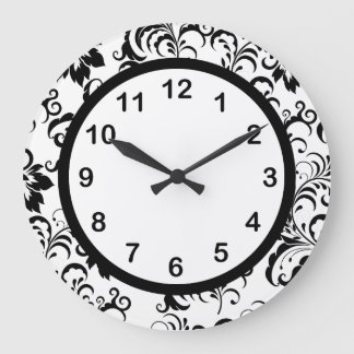 Horloge murale Noir blanc Trim Damask Floral (3)