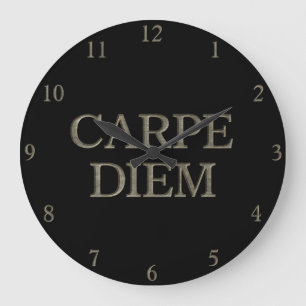 Horloge murale noire Carpe Diem
