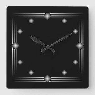 Horloge murale noire et argentée minimaliste