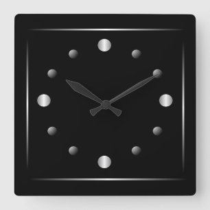 Horloge murale noire et argentée minimaliste
