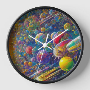 Horloge murale noire Space Race avec chiffres