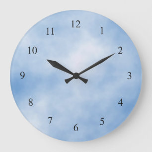 Horloge murale nuageuse bleue et blanche de