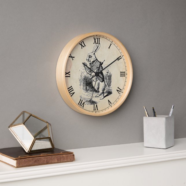 Horloge murale numérique romaine de lapin blanc an (Bureau)