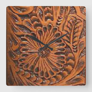 Horloge murale occidentale d'impression de cuir