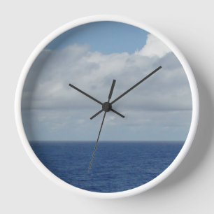 Horloge murale Océan Bleu et Nuages ​​Doux