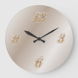 Horloge murale or et perle