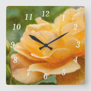 Horloge murale orange Rose