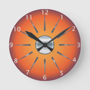 Horloge murale orange rouge rustique