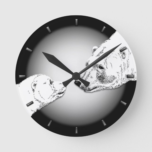Horloge murale ours polaire mère et ourson Art (Recto)