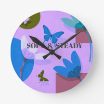 Horloge murale papillon floral Soft & Steady