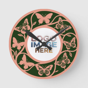 Horloge murale papillon vert forêt personnalisée
