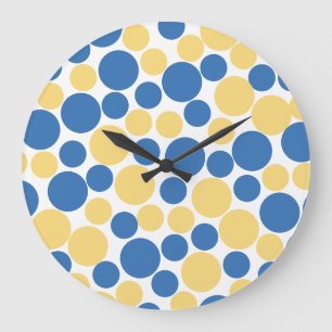 Horloge murale Pastel Bleu et jaune à pois