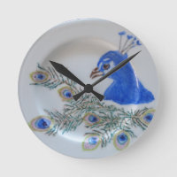 Horloge murale Peacock peinte à la main
