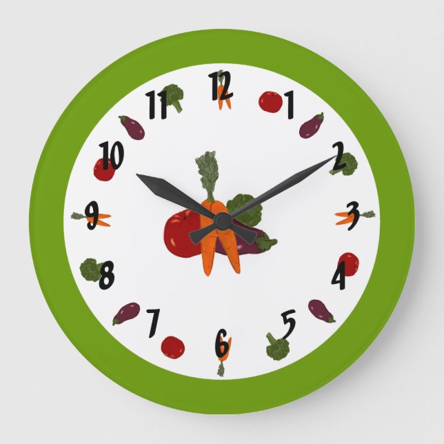 Horloge murale personnalisable avec légumes coloré (Recto)