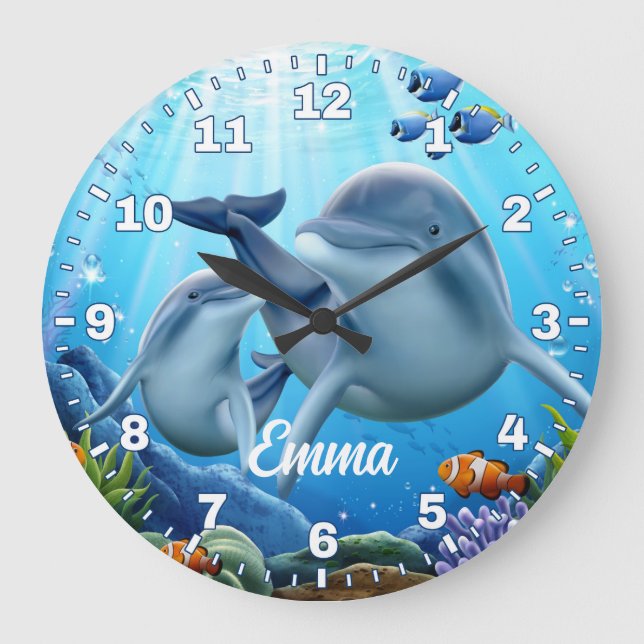 Horloge murale personnalisable dauphin (Recto)