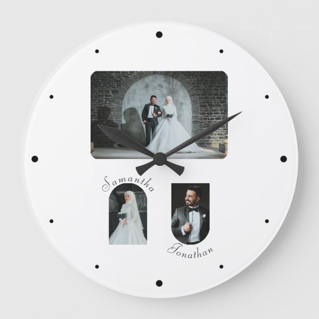Horloge murale personnalisée 3 Mariage photo (Recto)