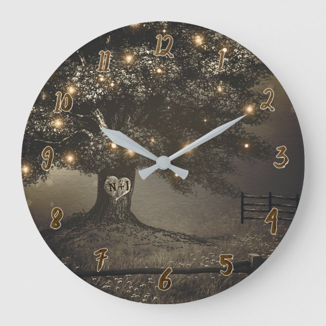 Horloge murale personnalisée avec arbre rustique é (Recto)
