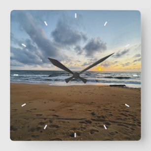 Horloge murale personnalisée coucher de soleil sur