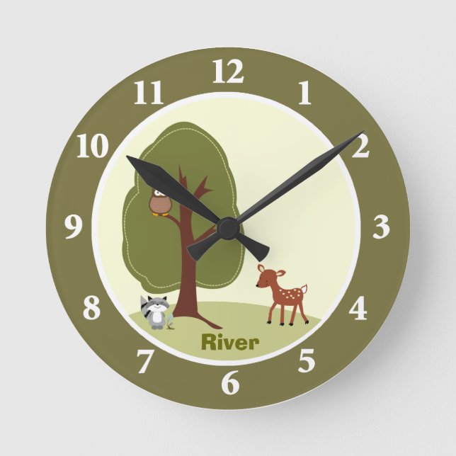 Horloge murale personnalisée du cerf de Woodland (Recto)