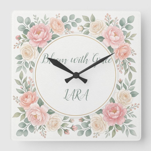 Horloge murale personnalisée florale Fleur aquarel (Recto)