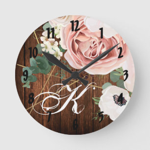 Horloge murale personnalisée Grange Rose géométriq