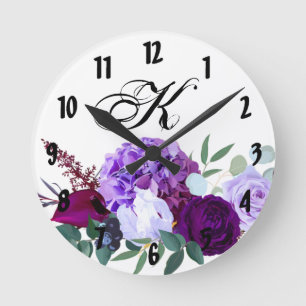 Horloge murale personnalisée Lavande Hibiscus sur
