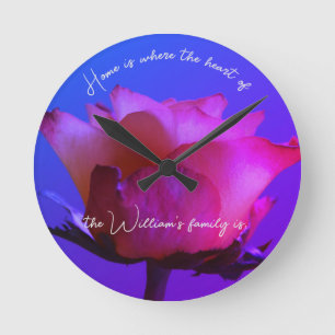 Horloge murale personnalisée rose