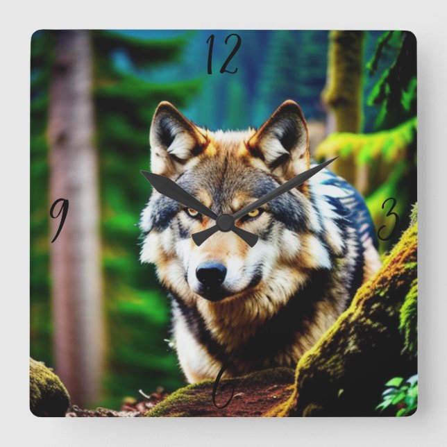 Horloge murale personnalisée Wild Wolf (Recto)
