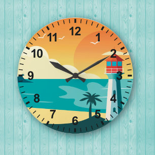 Horloge murale phare de Sunset Beach