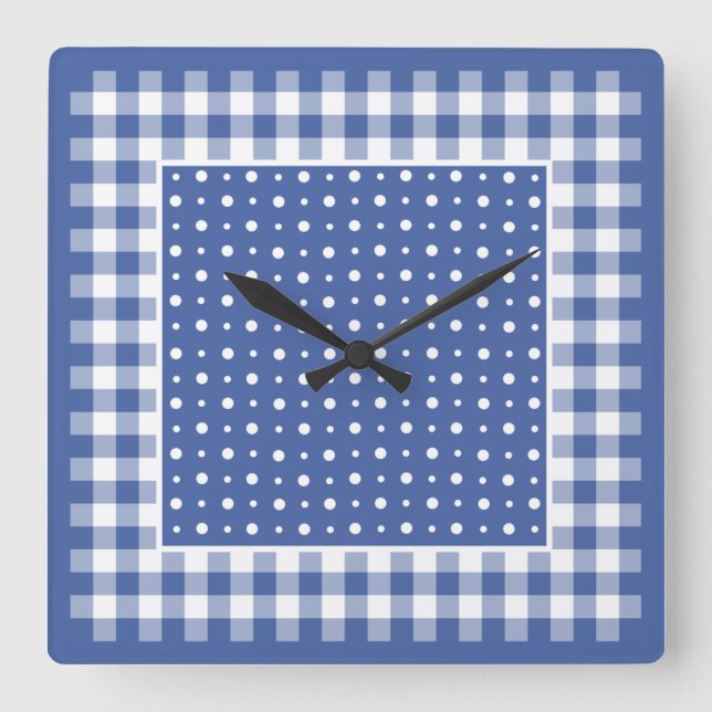 Horloge murale, pois bleu-foncé, guingan de (Recto)