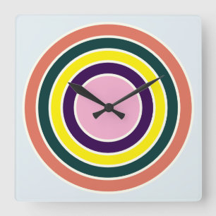 Horloge murale Pop Art Cercles concentriques rétro