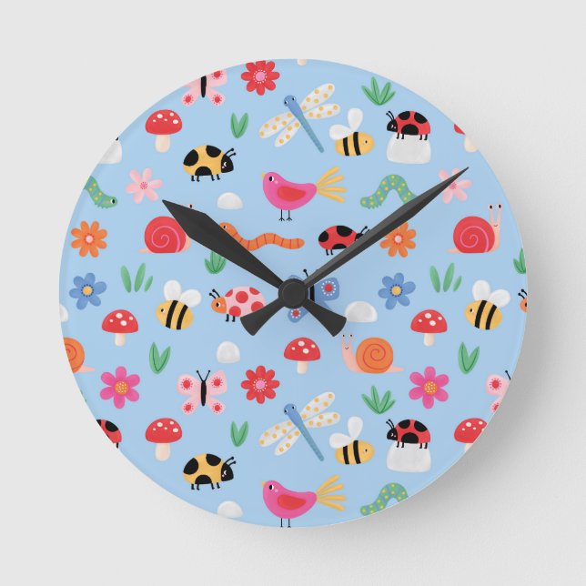 Horloge murale pour enfants avec de mignons insect (Recto)