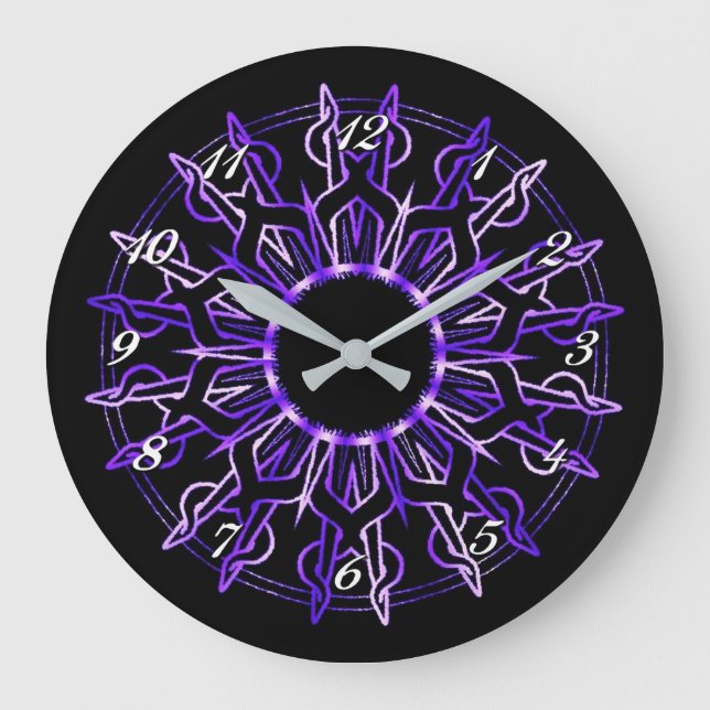 Horloge murale pourpre tribale de Sun (Recto)