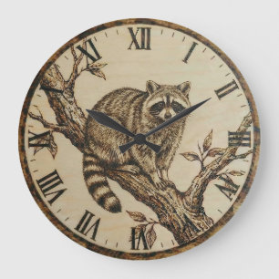 Horloge murale Raton laveur - Décoration de cabane