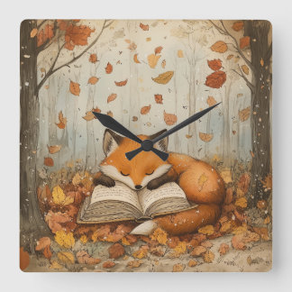 Horloge murale renard automnal cosy